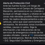 Activada la fase de emergencia, en situación operativa 1, del Plan Inunmur en el Campo de Cartagena y Mazarrón