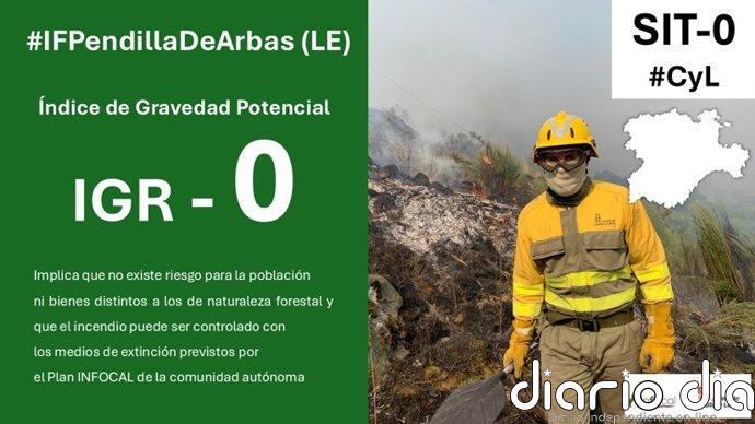 Baja a gravedad 0 el incendio forestal de Pendilla de Arbas (León)