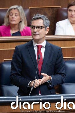 Bolaños acusa al CGPJ de ralentizar sus quejas contra Peinado para que tenga "impunidad" El ministro de la Presidencia, Félix Bolaños, durante una sesión de control al Gobierno, en el Congreso de los Diputados, a 23 de septiembre de 2026, en Madrid (España).