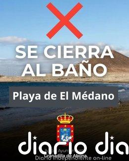Cerradas temporalmente al baño las playas de El Médano y El Socorro, en Tenerife, por la mala calidad del agua Cerrada temporalmente al baño la playa de El Médano por mala calidad del agua