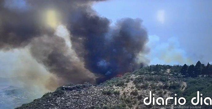 Desalojan 3 viviendas de forma preventiva por el incendio en la zona de Cazadores, en Telde (Gran Canaria)