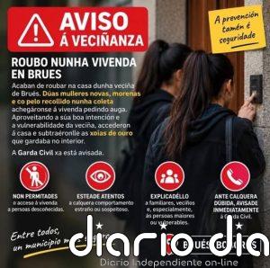 El Ayuntamiento de Boborás pide precaución a sus vecinos tras producirse un robo de joyas en una vivienda de Brues