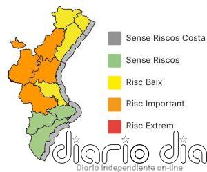 Emergencias actualiza la alerta por lluvias a nivel naranja en el interior y litoral norte de Valencia