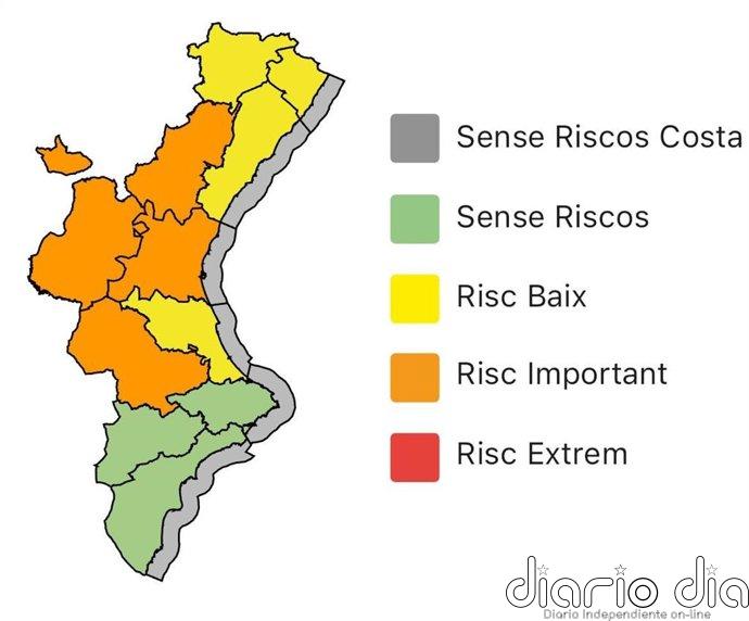 Emergencias actualiza la alerta por lluvias a nivel naranja en el interior y litoral norte de Valencia