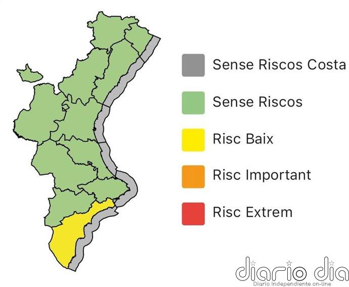 Emergencias establece el fin de alertas en Valencia y mantiene la amarilla por lluvias en el litoral sur de Alicante