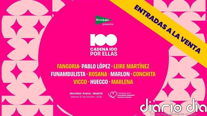 Fangoria, Pablo López, Marlon, Funambulista, Huecco, Conchita o Rosana, en una nueva edición de 'Cadena 100 por Ellas'