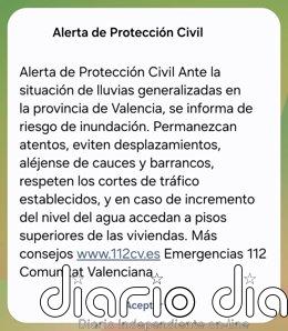 La Generalitat envía ES-Alert al litoral norte y sur de Valencia para informar del riesgo de inundación