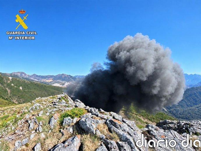 La Guardia Civil localiza y destruye un proyectil de la Guerra Civil en un paraje de Puebla de Lillo (León)
