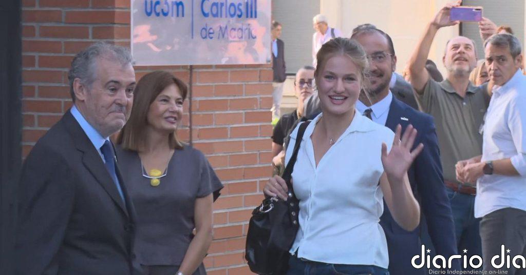 La princesa Leonor llega a su primer día en la Universidad Carlos III de Madrid con gran expectación
