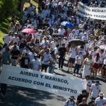 Los trabajadores de Airbus se manifiestan en Madrid para reclamar una "negociación real" con la empresa