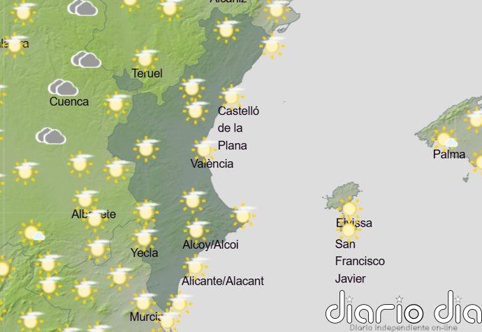 Otro domingo de calor en la Comunitat: se esperan temperaturas significativamente elevadas en el interior y prelitoral