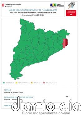 Protecció Civil envía un ES-Alert al Baix Empordà (Girona) por el aviso de lluvias torrenciales