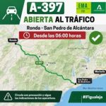 Reabierta al tráfico la A-397 entre Ronda y San Pedro de Alcántara cortada por el incendio de Igualeja (Málaga)