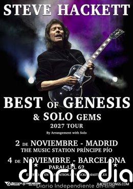 Steve Hackett (Genesis) actuará en Madrid y Barcelona en noviembre de 2027