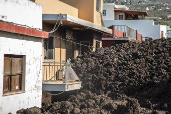 Vivienda arrasada por la lava en La Palma