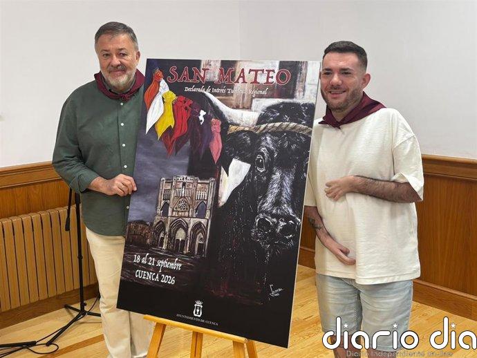 Vaca, Catedral, arte y fiesta en el cartel de San Mateo de Cuenca pintado con la boca por Lorenzo Higueras