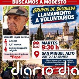 Voluntarios realizarán este martes una búsqueda organizada del hombre de 92 años desaparecido en el Albaicín, en Granada