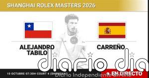 Alejandro Tabilo - Pablo Carreno Busta, en directo hoy: sigue el partido de Shanghai Rolex Masters