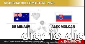 Alex de Minaur - Alex Molcan, en directo hoy: sigue el partido de Shanghai Rolex Masters
