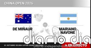 Alex de Minaur - Mariano Navone, en directo hoy: sigue el partido de China Open