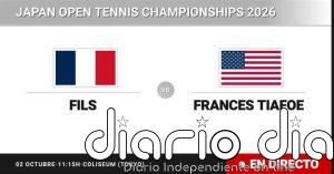 Arthur Fils - Frances Tiafoe, en directo hoy: sigue el partido de Japan Open Tennis Championships