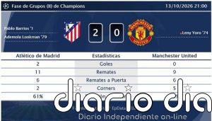 Atlético de Madrid 2 - 0 Manchester United | Resumen, goles y resultado del partido de hoy