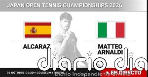 Carlos Alcaraz - Matteo Arnaldi, en directo hoy: sigue el partido de Japan Open Tennis Championships