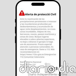 Emergencias envía un segundo ES-Alert del litoral sur de Valencia y litoral norte e interior de Alicante
