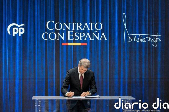 Feijóo firma su 'Contrato con España' y da su palabra de que cumplirá las 12 promesas que recoge: "No voy a fallar"