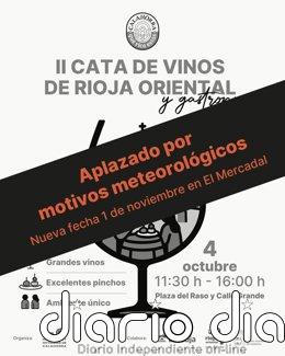 La II Cata de vinos de Rioja Oriental y gastronomía cambia de fecha y ubicación ante las previsiones meteorológicas