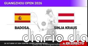 Paula Badosa - Sinja Kraus, en directo hoy: sigue el partido de Guangzhou Open