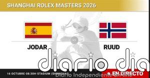 Rafael Jodar - Casper Ruud, en directo hoy: sigue el partido de Shanghai Rolex Masters