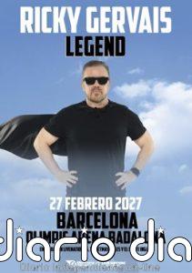 Ricky Gervais actuará el 27 de febrero en Badalona (Barcelona) con su nuevo espectáculo 'Legend'