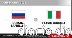 Roman Safiullin - Flavio Cobolli, en directo hoy: sigue el partido de China Open
