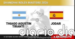 Thiago Agustin Tirante - Rafael Jodar, en directo hoy: sigue el partido de Shanghai Rolex Masters